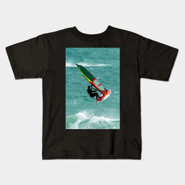 Windsurfing Kids T-Shirt by Upbeat Traveler